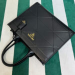 Prada Medium Leather Prada Symbole Bag With Topstitching 1BA378 Black